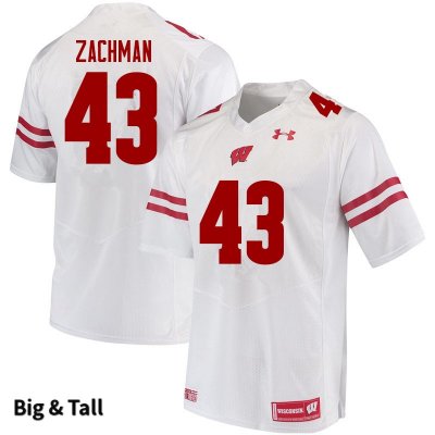Men's Wisconsin Badgers NCAA #43 Preston Zachman White Authentic Under Armour Big & Tall Stitched College Football Jersey FV31R53IZ